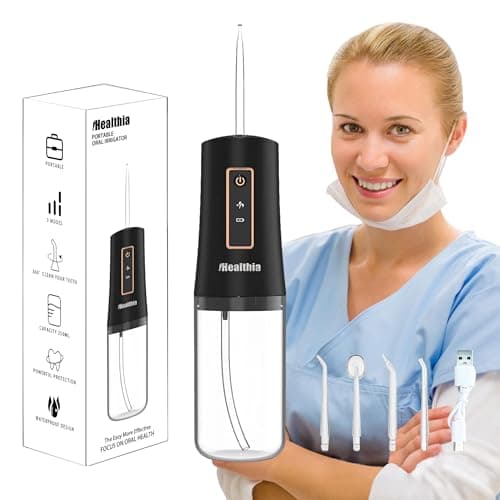 Water Dental Flosser Cordless, KUSKER Portable Oral Irrigator for Teeth, 3 Modes and 4 Jet Tips, IPX7 Waterproof, Rechargeable for 30-Days Use, Home, Travel, Braces, Bridges Care(Elegant Black) 7