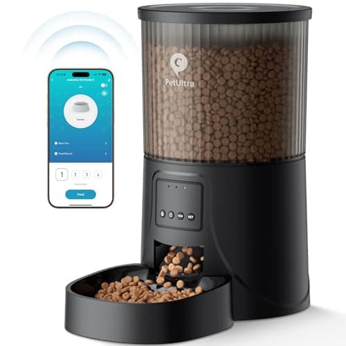PETULTRA Automatic Cat Feeder WiFi- 5Ghz Cat Food Dispenser with APP Remote Control- Auto Pet Feeder for Small Dog Indoor- Easy to Set Up and Clean- Dual Power with Desiccant Bag Keep Fresh