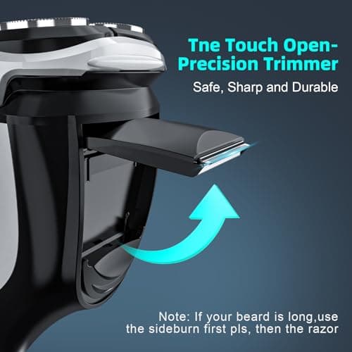 SweetLF Men's Electric Shaver (Plus 3 Blades) : Electric Razor for Men with Pop-up Trimmer, Corded and Cordless Rechargeable 3D Rotary Shaver (Quiet, Charge Time: 1 Hour, Use Time 120 min,Black 7