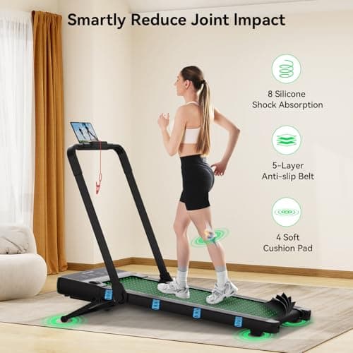 FelFast Walking Pad Treadmill with 15% 9° 8 Level Auto Incline, 2-in-1 Under Desk Foldable w/Remote Control, 12 HIIT Mode, 265 Lbs Max, 7.6 MPH Max, Portable Mini Treadmill for Office Home 5