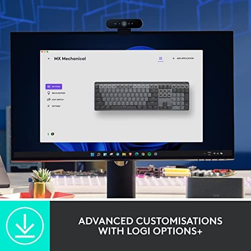 Logitech MX Mechanical Wireless Illuminated Performance Keyboard, Clicky Switches, Backlit Keys, Bluetooth, USB-C, macOS, Windows, Linux, iOS, Android (Renewed) 6