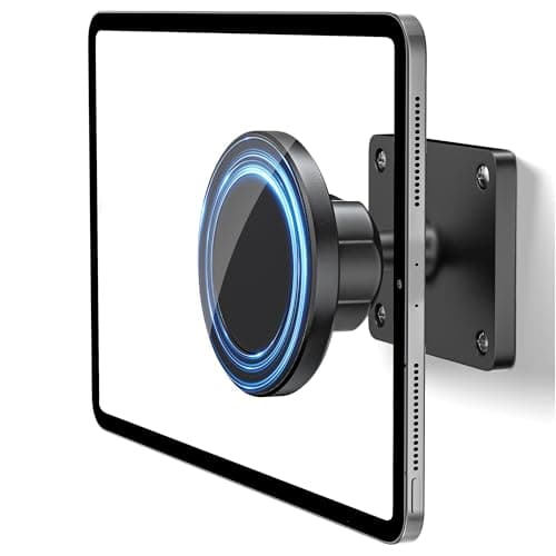 NINEFATICS Tablet Wall Mount Holder Compatible with MagSafe, 360° Rotating Magnetic iPad Wall Arm for 4.7"-12.9" Devices, Strong Aluminum Base, Fits iPhone 12–16, Phones & Tablets, Gym/Kitchen Use