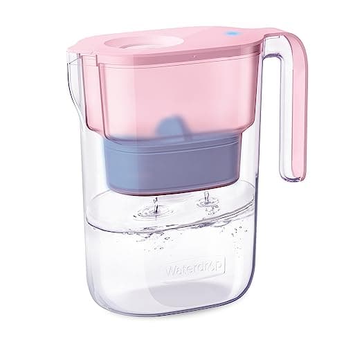 Waterdrop Alkaline Water Filter Pitcher with 1 Filter, Healthy, Clean & Toxin-Free Mineralized Alkaline Water (100 Gallons), Up to PH 9.5, BPA Free, 7-Cup, Pink