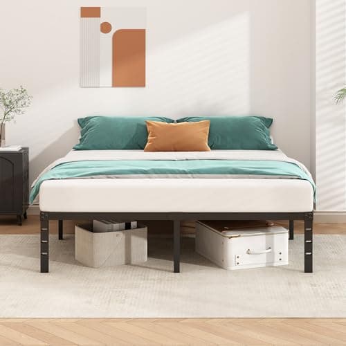 HLIPHA Metal Platform Bed Frame 14 Inch Tall,No Box Spring Needed,Twin Size Bed with Heavy Duty Strong Support Slats,Easy to Assemble,Black 5