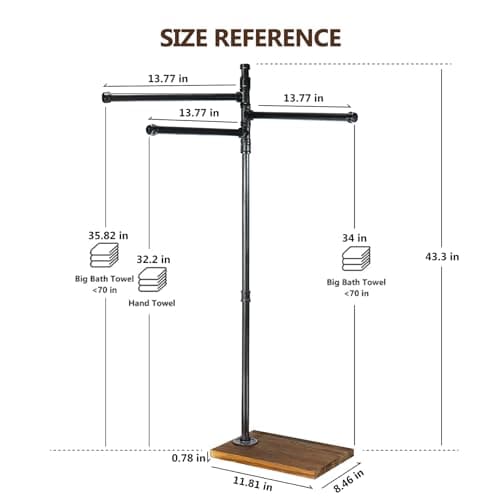 Hjarta 360° Swivel Standing Towel Rack, Free Standing Towel Holder with Wooden Base, Towel Stand with 3 Arms for Bathroom, Poolside 7