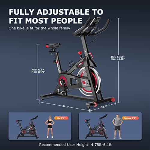 Exercise Bike, WENOKER Stationary Bike for Home, Indoor Bike with Silent Belt Drive, Heavy Flywheel, Comfortable Seat Cushion and Upgraded Digital Display 7