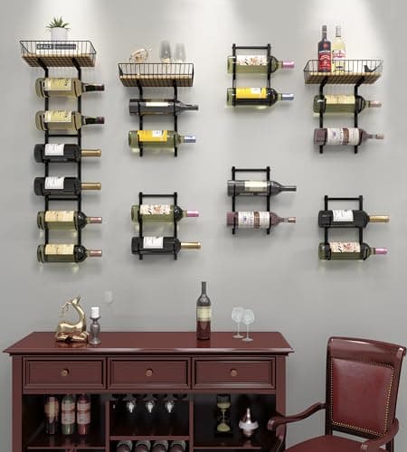 Simple Trending 7 Tier Towel Rack Organizer for Bathroom, Top Basket with Wood Shelf and Towel Organizer, Wall Mounted Towel Rack, Black 5