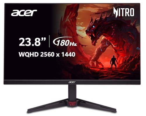 acer Nitro 23.8 Inch WQHD 2560 x 1440 ZeroFrame Design PC Gaming Monitor | AMD FreeSync | Up to 180Hz Refresh | Up to 0.5ms (G to G) | 1 x Display Port 1.4 and 2 x HDMI 2.0 Ports | VG240YU Mbiip