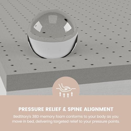BedStory Memory Foam Mattress Topper 3 Inch Queen Size - Firm Bed Topper for Back Pain Relief - Luxury Mattress Pad for Big Figure - Adjustable Anti-Slip Cover - No Odor, CertiPUR-US Certified 5