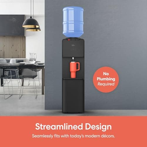 Brio 130 Series Top-Load Water Cooler Dispenser for 3- and 5-Gallon Bottles, Hot & Cold, Spill-Free Loading, Child Safety Lock, Energy Star 3.0, Black 5