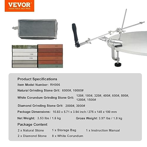 VEVOR Knife Sharpener Kit, 360° Rotation Flip Fixed Angle Knife Sharpening System with 12 Whetstones 120-10000 Grit, Professional Kitchen Chef Knife Sharpening Kit for All Knives and Scissors 7