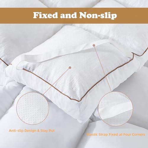 WhatsBedding 3 Inch Memory Foam Mattress Topper Queen Size Plus Thicked Down Alternative-Lined, 1700GSM Fluffy Shredded Memory Foam Filled Pillow Top, 4 Anchor Elastic Bands, 60x80in 5