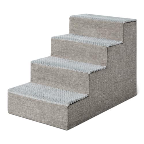 Amazon Basics Dog Steps, 18.7" H, 4-Step Pet Stairs for High Bed Couch and Sofa, Non-Slip Bottom, for Indoor Dogs and Cats, Grey