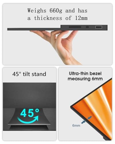 Viyivwine Portable Monitor Touchscreen, 15.6''Laptop Screen Extender, FHD IPS Touch Screen, Travel Monitor with Kickstand & Speaker, HDMI USB C External Monitors for Laptop Phone Computer Xbox Switch 9