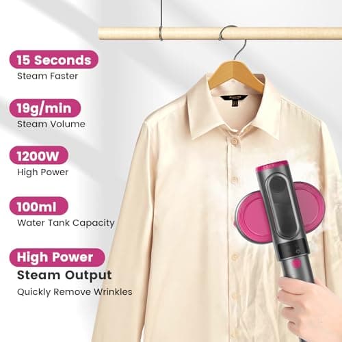 Handheld Portable Steamer for Clothes - LCD Display, Dual Function Wet/Dry Iron, 15s Heat-up, Rotatable Head - Home Travel Use clothes steamer 4