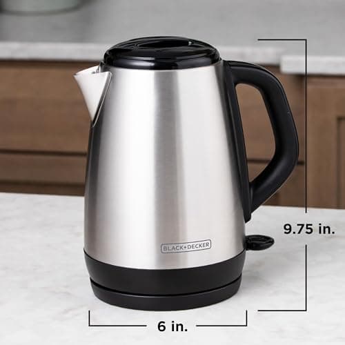 BLACK+DECKER 1.7L Cordless Electric Kettle, KE1700SD, Rapid Boil, Auto Shutoff, Stainless Steel 8