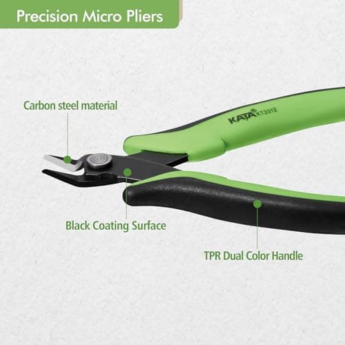 KATA Micro Flush Cutters, 5-inch Precision Wire Cutter, Anti-Slip Side Cutting Pliers for Electronics, Zip Ties, Copper Wire 6