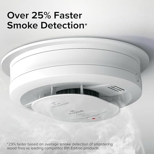 Kidde Smart Smoke Detector, Ring App Enabled for Real-Time Notifications, Hardwired Alarm, AA Backup Battery 5