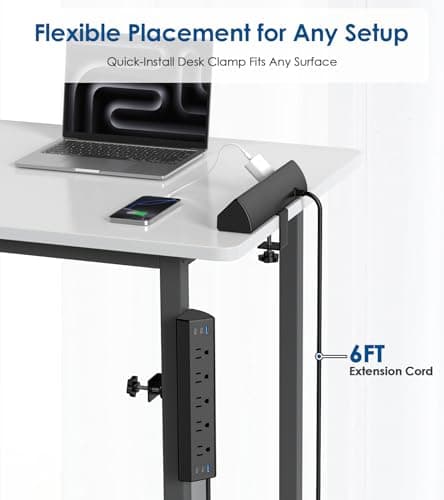 Jgstkcity Desk Clamp Power Strip USB C,40W Total Fast Charging Station,4 PD 20W USB C Ports,Desk Edge Mount Surge Protector,5 Outlets,Fit 1.96" Tabletop Edge,ETL Listed 6