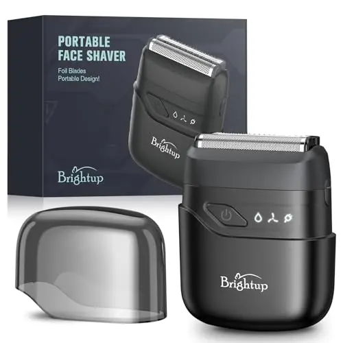 Brightup Electric Foil Shavers for Men, Mini Electric Razor for Shaving Face, Compact Travel Shaver with Floating Blades, Waterproof Wet/Dry Razor USB C Rechargeable