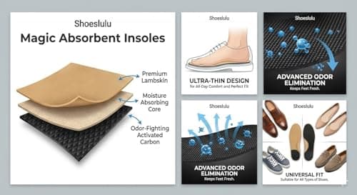 Shoeslulu Magic Absorbent Ultra Thin Handcrafted Lambskin Leather Insoles with Breathable Activated Carbon Bottom (US Women 7-7.5 / EU 38, Natural Lambskin) 6