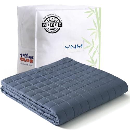YnM Exclusive Cooling Weighted Blanket, Bed Blanket for One Person of 140lbs, Ideal for Twin/Full Bed (48x72 Inches, 15 Pounds, Blue Grey)