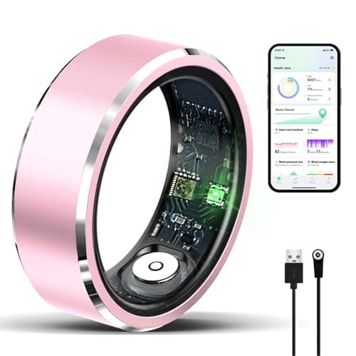 Twievo Smart Ring,Fitness Tracker Ring for Men/Women,Smart Rings with Calories/Heart Rate/Blood Oxygen/Sleep Monitoring,No Subscription Fee,5ATM Waterproof (Pink, 8#)