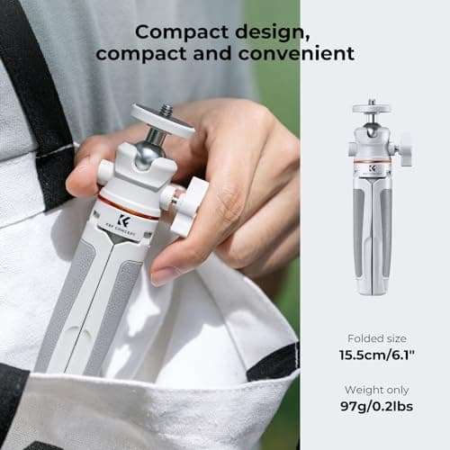 K&F CONCEPT Selfie Stick Tripod, 360 Degree Rotation Mini Phone Stand with Ball Head and Cold Shoe Mount, Cellphone Holder with Wireless Remote for Smartphone White 5