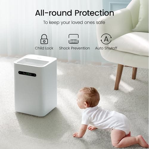 smartmi Evaporative Humidifiers, Cool No Mist Humidifiers for Bedroom, Air Humidifiers for Baby, 4L Top Fill, Self-Cleaning, Quiet, Smart APP Control, Auto Shutoff, Air-drying, Shockproof White 9