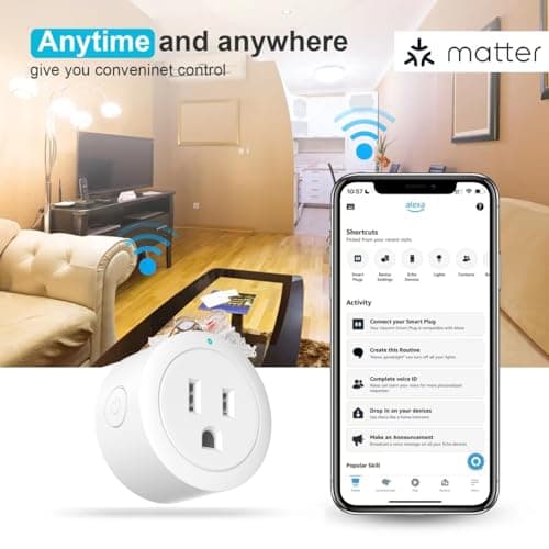 Beysen Smart Plug Matter,Smart Plugs That Work with Alexa &Google Home,Apple Home ,SmartThings,Smart Outlet 10A/1250W Max, Matter Smart Home with Remote Control,Timer&Schedule, 2.4G Wi-Fi Only, 4Pack 5