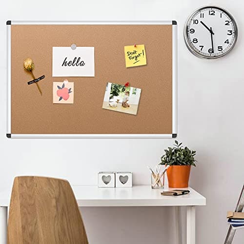 VIZ-PRO Cork Notice Board, 36 X 24 Inches, Silver Aluminium Frame 6