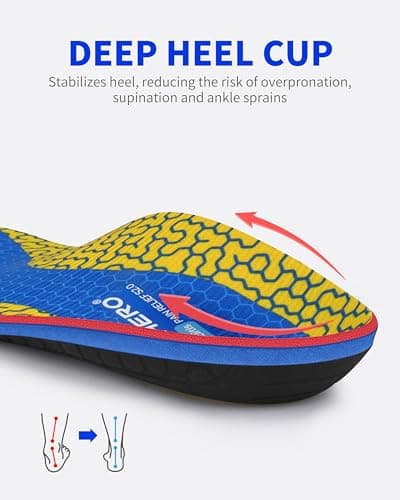 WalkHero Arch Support Insoles - Plantar Fasciitis Inserts Pain Relief,Orthotic Inserts Relieve Foot Fatigue and Pressure for Standing All Day Mens 6-6.5 | Womens 8-8.5 5