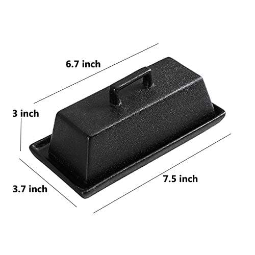 Sizikato Porcelain Butter Dish with Lid, Matte Black-7.5 inch 2