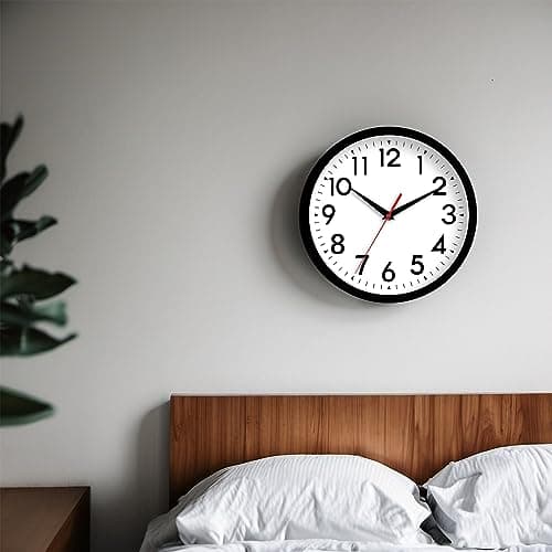 DAXSMY Wall Clock Small Analog 8 Inch Silent Non Ticking Battery Operated Modern Simple Decorative for Kitchen Office Bedroom Bathroom Living Room(Black) 6
