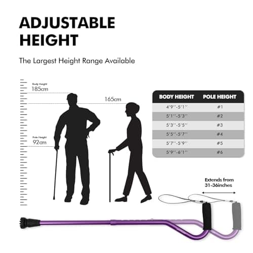 GPTCAMP Walking Cane and Walking Stick for Men Women,Lightweight Folding Canes with Offset Soft Cushioned Handle,Adjustable&Collapsible,Mobility & Leg Surgery Recovery (Purple) 6