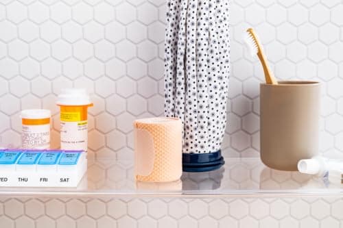 Ezy Dose Weekly (7-Day) AM/PM Pill Organizer, Vitamin and Medicine Box, Small Pop-out Compartments, 2 Times a Day, Blue and Purple Lids 7