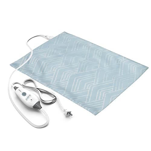 Pure Enrichment PureRelief Express Designer Series Electric Heating Pad - 12” x 15” Fast-Heating with 4 Heat Settings, Machine-Washable Fabric, & 2-Hour Auto Safety Shut-Off - Cerulean Diamond