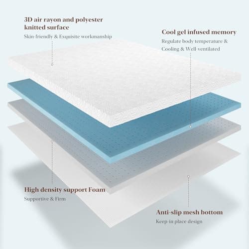 4 Inch Soft Gel Memory Foam Mattress Topper King Size, Bed Topper for Pressure Relief, CertiPUR-US & Oeko-TEX Certified, Ideal for Side Sleepers & Pain Relief 5
