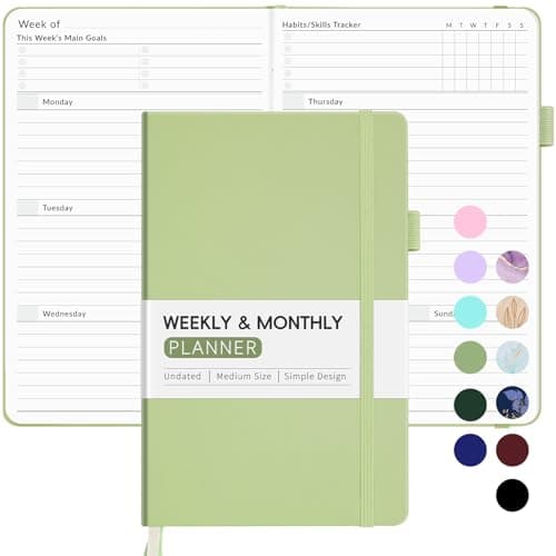 Undated Weekly Planner for 2026, Forvencer Simplified Weekly & Monthly Calendar Planner, Cute Daily Organizer Notebook, Agenda Journal to Track Goals & Tasks, Start Anytime, A5 Size, Olive Green