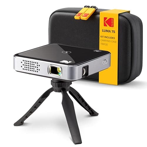 Kodak Luma 75 Ultra Mini Pocket Projector Black Standard Kit - Built-in Rechargeable Battery and Speaker, HDMI/USB/microSD, Speaker Built-in, Includes Tripod & Travel Case
