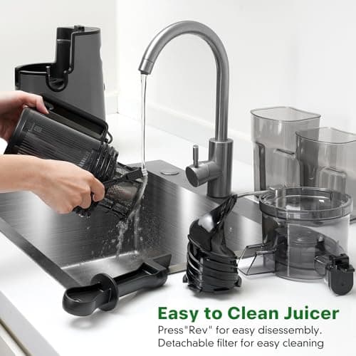 Cold Press Juicer, Juicer Machines with 5.8" Wide Feed Chute for Juice Extractor, Slow Masticating Juicer for Vegetables & Fruits with High Juice Yield, Easy to Clean (Black) 9