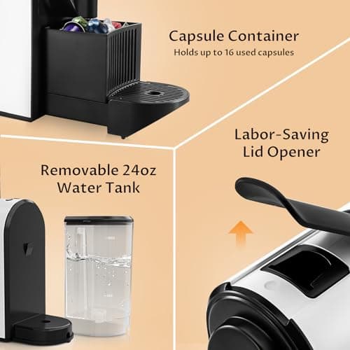 CHULUX Bafè-Pro Espresso Machine, Mini Espresso Machine for Nespresso Original Capsules, Single Serve Coffee Machine for Home Espresso & Lungo Maker, Italian ODE 20 Bar Pump, White 6