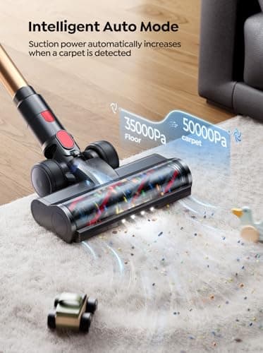 Cordless Vacuum Cleaner, 650W 55KPA 70 Mins Runtime Self-Standing Vacuum Cleaners for Home, Stick Vacuum with Charging Dock Station Removable Battery, Handheld Vacuum for Pet Hair/Carpet/Floor 6