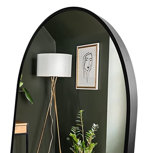 Koonmi Arched Full Length Mirror, 64"x21" Black Standing Hanging or Leaning Full Body Mirror with Aluminum Alloy Frame for Living Room and Bedroom 8