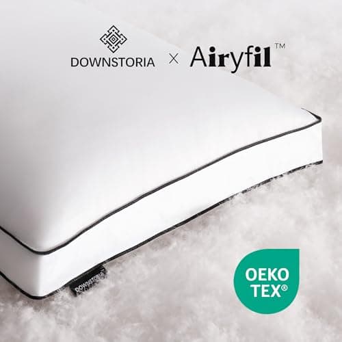 DOWNSTORIA Feather Down Pillows Queen Size Set of 2 with Gusset, Luxury Hotel Collection Bed Pillow 2 Pack, Down Surrounded Gusseted Pillows for Sleeping, Soft Fluffy for Side, Back Sleepers 20x30 in. 5