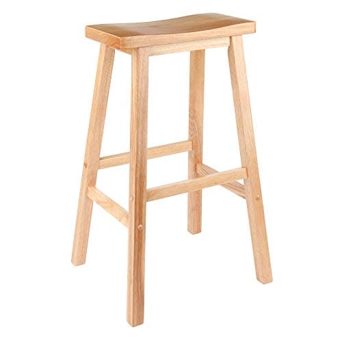 Winsome Satori Saddle Seat Bar Stool, 29-Inch, Natural Finish, Solid Wood, Transitional Style