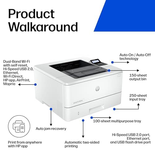 HP LaserJet Pro 4001dw Wireless Black & White Printer, Best-for-Office (2Z601F) 5
