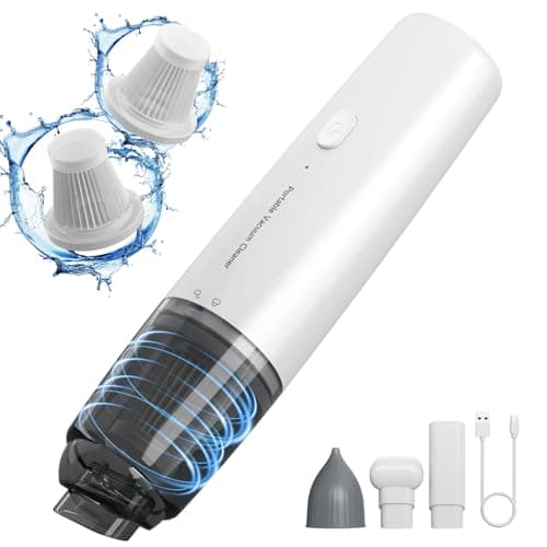 A9life Handheld Vacuum Cordless, Car Vacuum Cleaner Portable with HEPA Filter, 2 Suction Modes, Mini Hand Held Vacuum Rechargeable for Car, Home, Pet Hair, Office, Desk, Keyboards (White) 9
