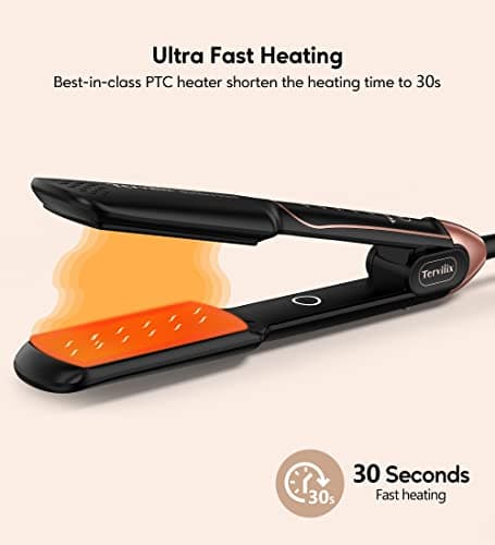 Flat Iron Hair Straightener by Terviiix - Ceramic & Tourmaline for Smooth, One-Swipe Results, Salon-Grade Wide 1-3/4 Inch Straightening Iron Gently Straightens Thick, Curly, Black & Natural Hair 5