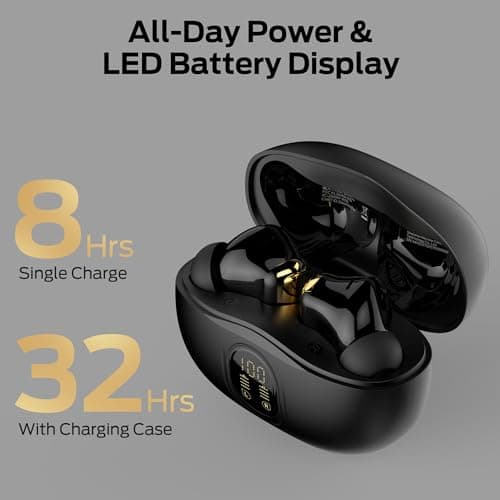 Monster N-Lite 217 Wireless Earbuds, Immersive Stereo Sound, Bluetooth 6.0 in-Ear Headphones, Built-in Smart Noise Cancelling Mic for Clear Calls, Comfortable Fit, 32H Playtime, IPX5 Waterproof, Black 5